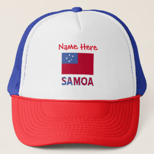 Gorra De Camionero Personalización de Samoa y Bandera de Samoa en Roj