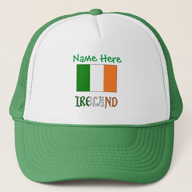 Gorra De Camionero Personalización verde de la bandera irlandesa (Anverso)