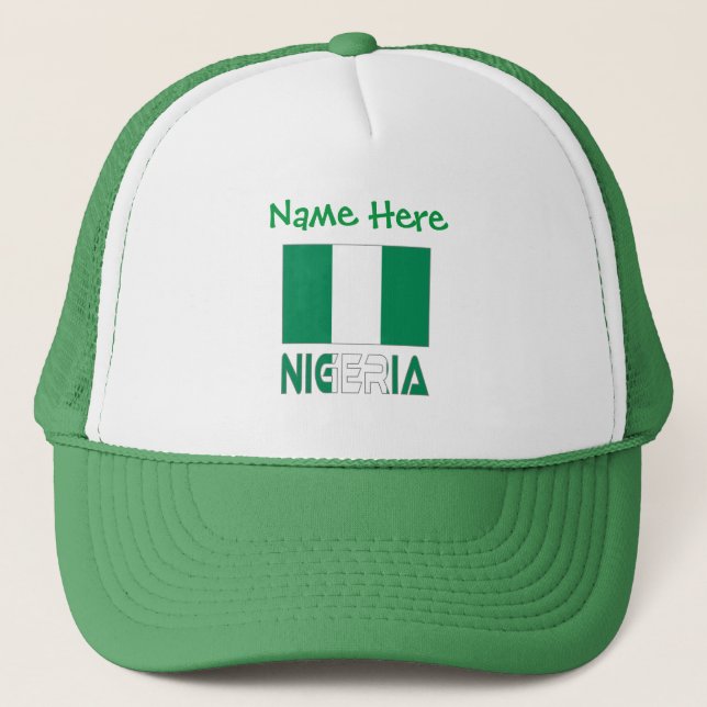 Gorra De Camionero Personalización verde de la bandera nigeriana (Anverso)
