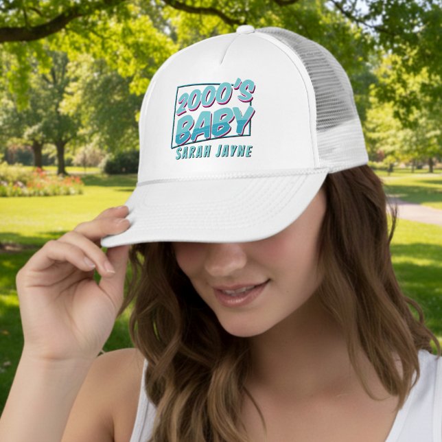 Gorra de camionero personalizada Retro 2000s Baby (2000's Baby? Here's your trucker hat. Add your name!)