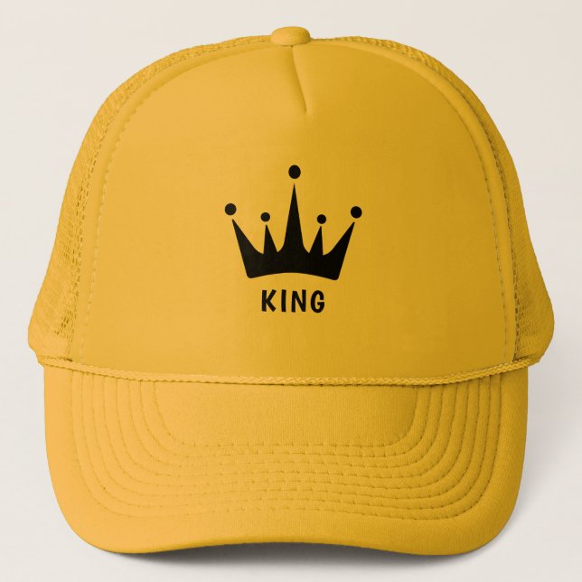 Gorra De Camionero Personalizado amarillo y amarillo KING Textos (Anverso)