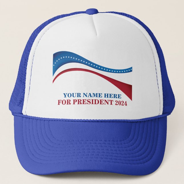 Gorra De Camionero Personalizado añada su propio candidato a presiden (Anverso)