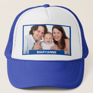 Gorra De Camionero Personalizado azul 1 Foto Nombre personalizado Tex