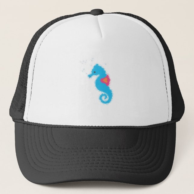 Gorra De Camionero Personalizado azul caballito de mar (Anverso)