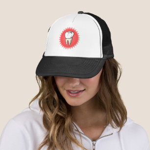 Gorra De Camionero Personalizado Blanco Rojo Extraído Starburst Molar