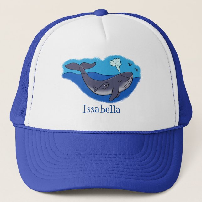 Gorra De Camionero Personalizado caprichoso de ballenas y terneros (Anverso)