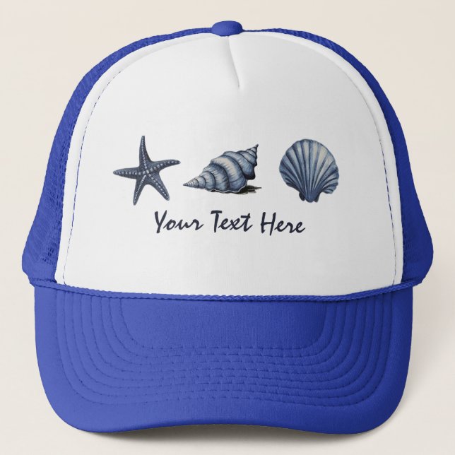 Gorra De Camionero Personalizado Coastal Seashells Treasure Ocean Sum (Anverso)