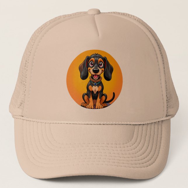 Gorra De Camionero Personalizado colorido Perro feliz (Anverso)