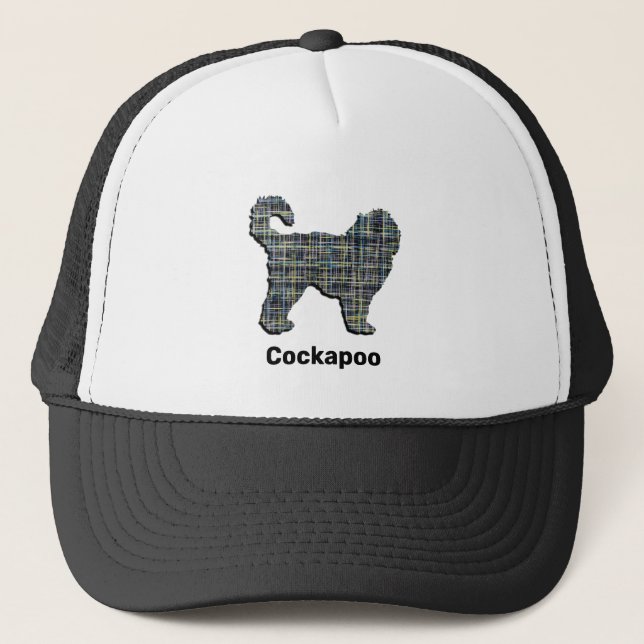 Gorra De Camionero Personalizado Cute Dog Silhouette Grid de Cockapoo (Anverso)