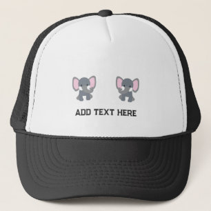 Gorra De Camionero Personalizado Cute Elephant imagen con texto Blanc