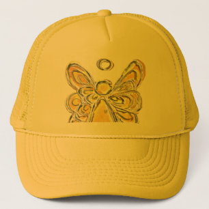Gorra De Camionero Personalizado de arte de ángel de la tutela amaril