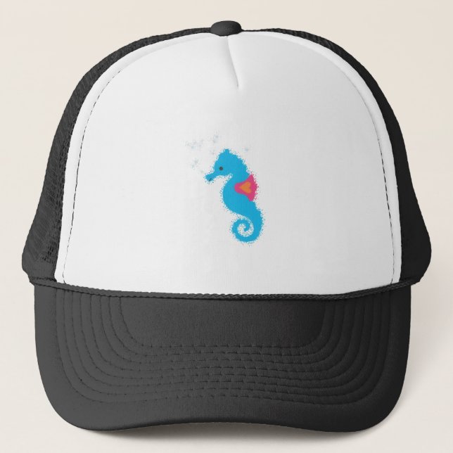 Gorra De Camionero Personalizado de caballitos de mar azules (Anverso)