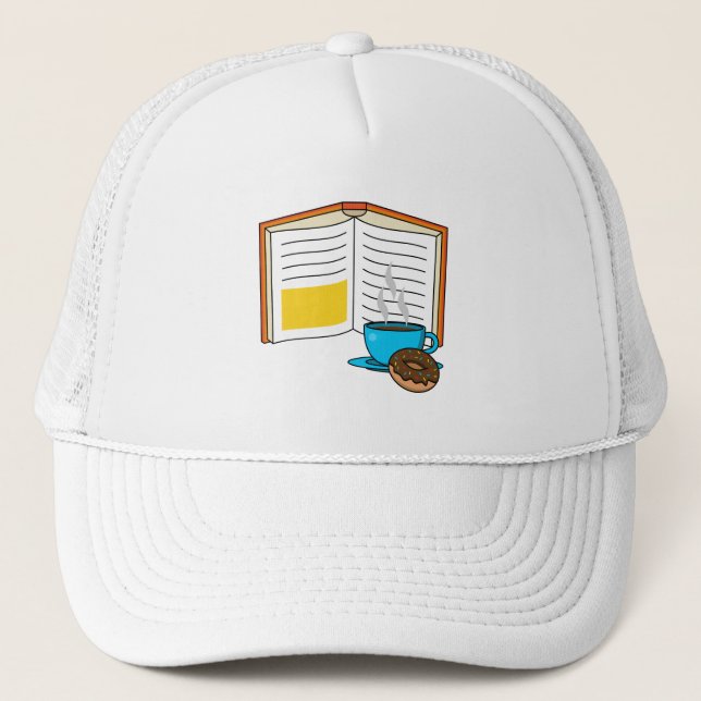 Gorra De Camionero Personalizado de Café y Donut para Libros (Anverso)