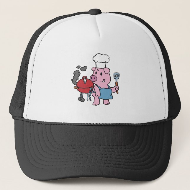 Gorra De Camionero Personalizado de cerdo haciendo barbacoa | elegir  (Anverso)