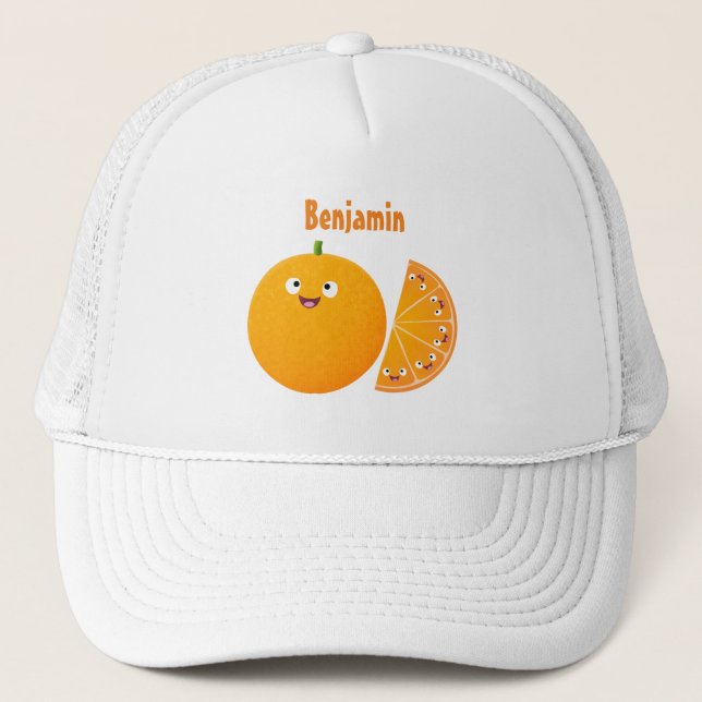Gorra De Camionero Personalizado de cítricos de feliz naranja (Anverso)