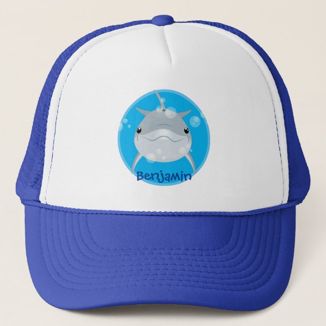 Gorra De Camionero Personalizado de delfín kawaii feliz (Anverso)