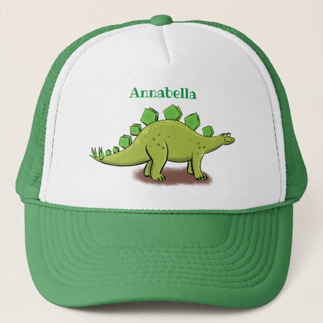 Gorra De Camionero Personalizado de dinosaurios estegosaurios verdes  (Anverso)