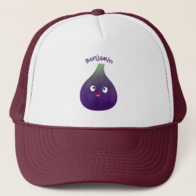 Gorra De Camionero Personalizado de fruta púrpura feliz (Anverso)