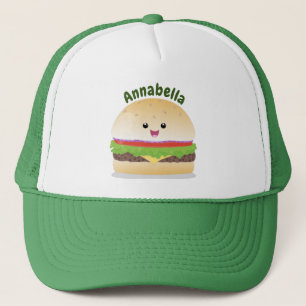 Gorra De Camionero Personalizado de hamburguesa kawaii feliz