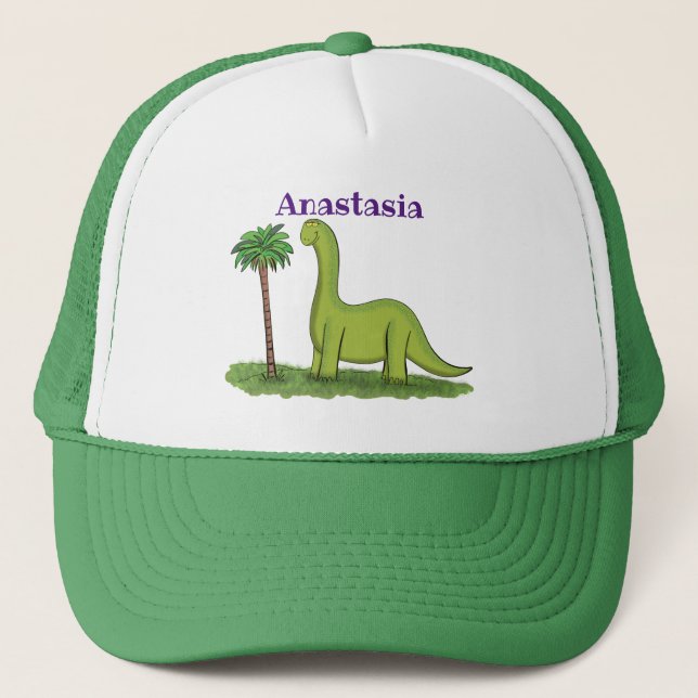 Gorra De Camionero Personalizado de los dinosaurios de brontosauro ve (Anverso)