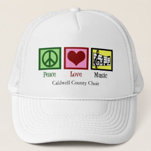 Gorra De Camionero Personalizado de música de amor por la paz músico 