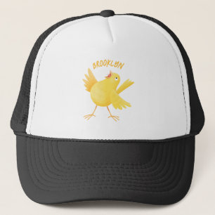 Gorra De Camionero Personalizado de pájaro canario amarillo cantando