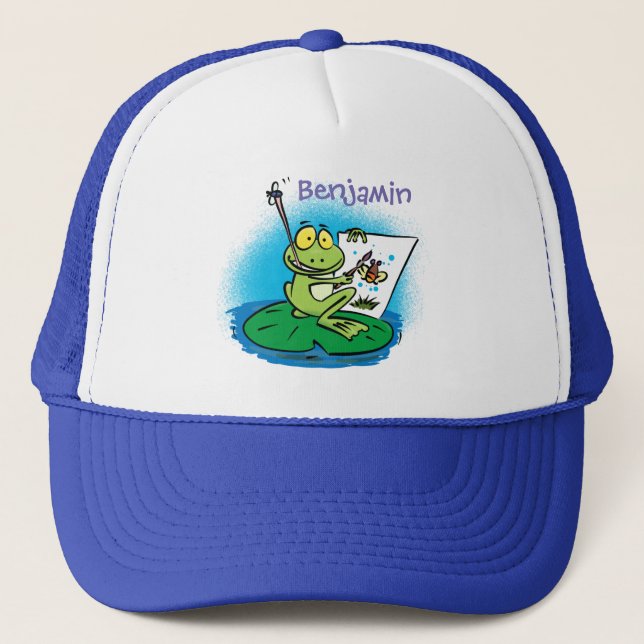 Gorra De Camionero Personalizado de rana verde lindo ilustracion cami (Anverso)