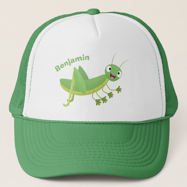 Gorra De Camionero Personalizado de saltamontes alegre verde (Anverso)