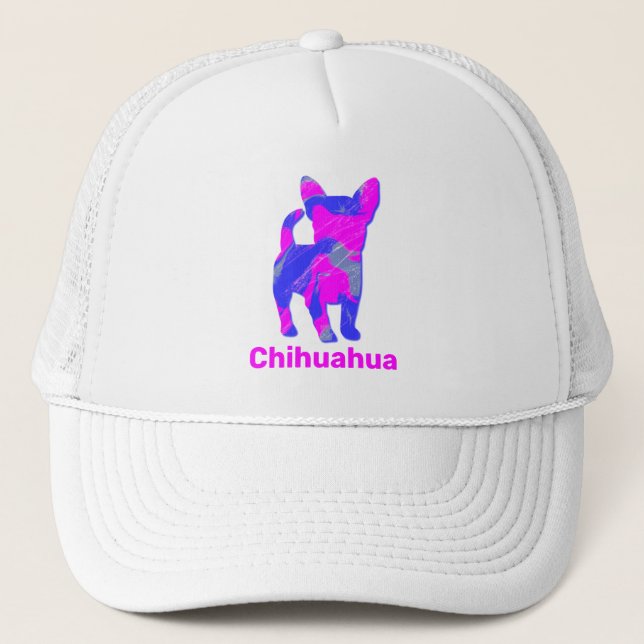 Gorra De Camionero Personalizado de silueta rosa chihuahua (Anverso)