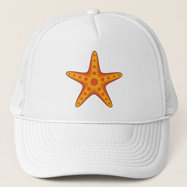 Gorra De Camionero Personalizado de Starfish Naranja Cute (Anverso)