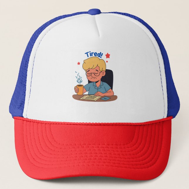 Gorra De Camionero Personalizado de Trabajador de Oficina Cansado - C (Anverso)