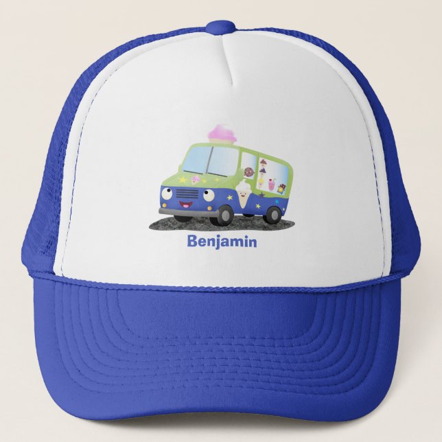 Gorra De Camionero Personalizado de un camión de helados alegre (Anverso)