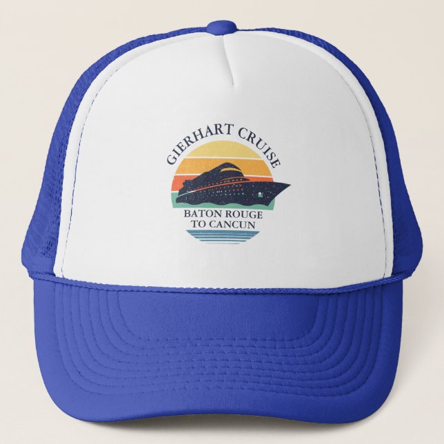 Gorra De Camionero Personalizado de viaje de crucero de familia retro (Anverso)