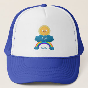 Gorra De Camionero Personalizado del arco iris de la nube de sol feli