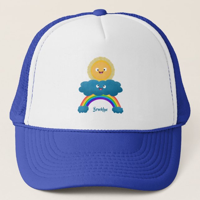 Gorra De Camionero Personalizado del arco iris de la nube de sol feli (Anverso)