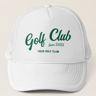 Gorra De Camionero Personalizado del Club de Golf Verde Preppy Escudo