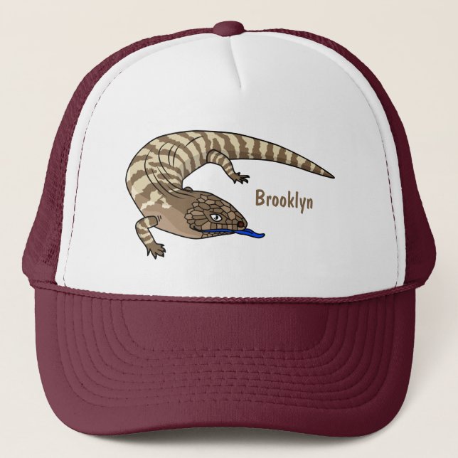 Gorra De Camionero Personalizado del reptil de lagarto de lengua azul (Anverso)