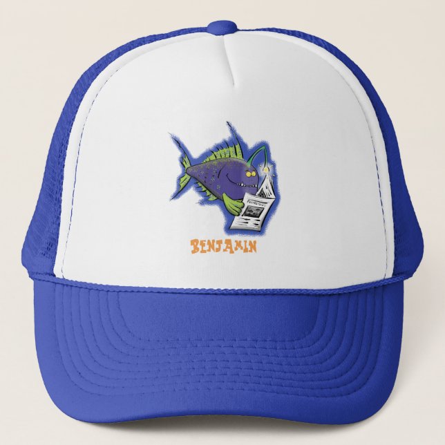 Gorra De Camionero Personalizado divertida de pescados y mariscos (Anverso)