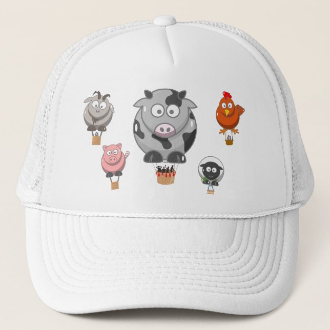 Gorra De Camionero Personalizado divertido de Balloon Farm Animals (Anverso)