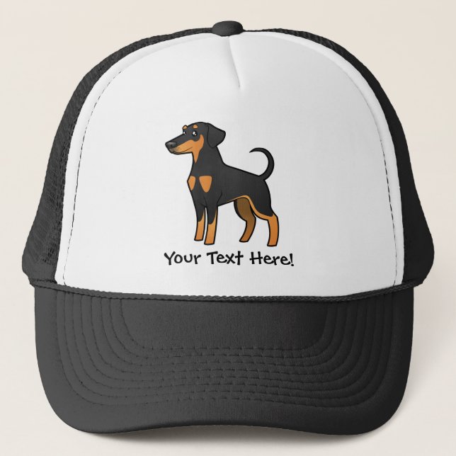 Gorra De Camionero Personalizado Doberman Pinscher (oídos de disquete (Anverso)