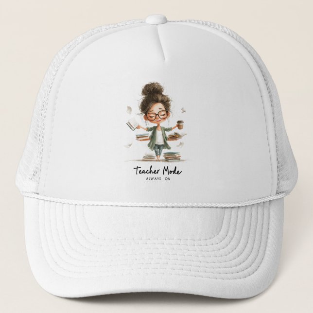 Gorra De Camionero Personalizado educativa con "Modo docente siempre  (Anverso)