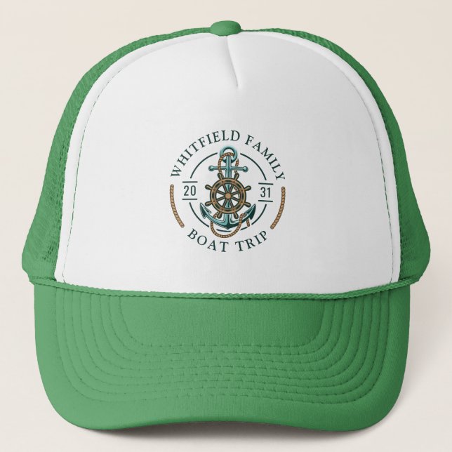 Gorra De Camionero Personalizado Familia Vacaciones Viaje Náutico en  (Anverso)