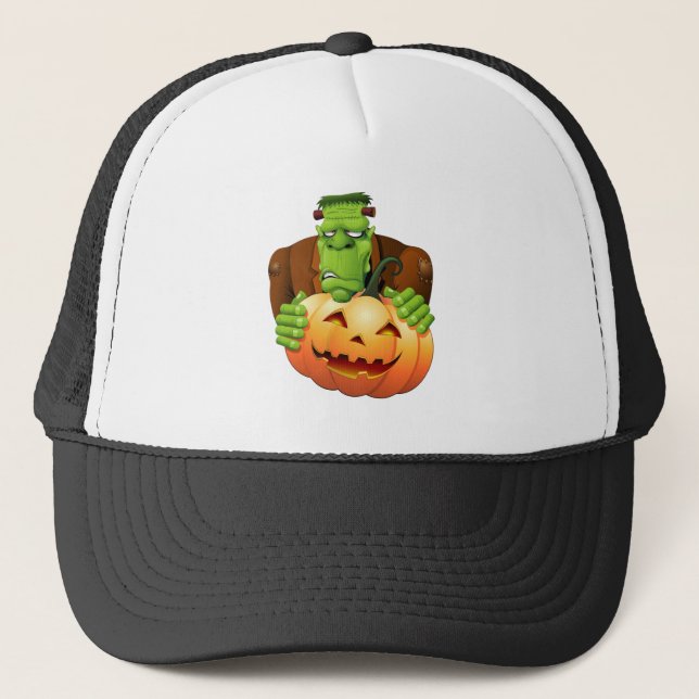 Gorra De Camionero Personalizado Frankenstein con Calabaza (Anverso)