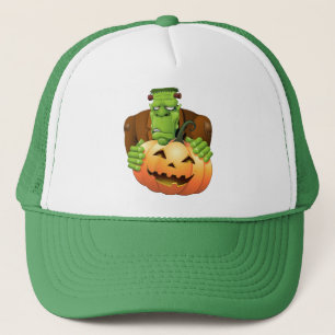 Gorra De Camionero Personalizado Frankenstein con Calabaza