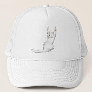 Gorra De Camionero Personalizado Gato Blanco arañando y desgarrando