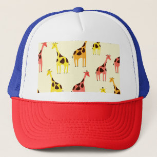 Gorra De Camionero Personalizado Giraffe: Colorido Patrón Vintage.
