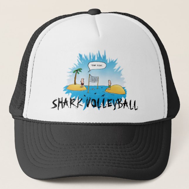 Gorra De Camionero Personalizado gracioso de voleibol de tiburones (Anverso)