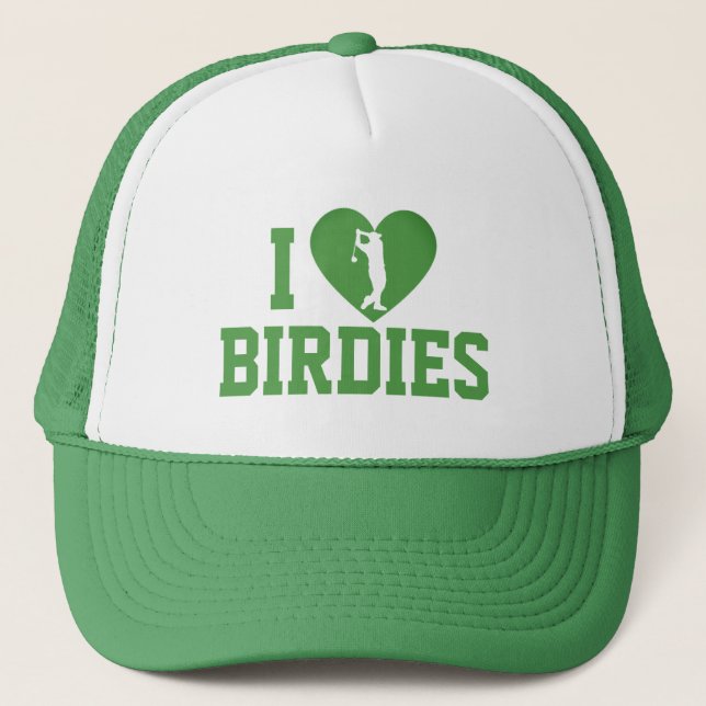 Gorra De Camionero Personalizado "I Love Birdie" Golf Dad Gorra, dive (Anverso)