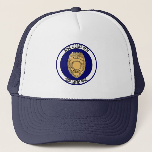 Gorra De Camionero Personalizado Jefe de Policía Escudo de insignias (Anverso)