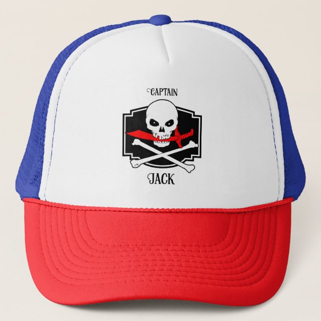 Gorra De Camionero Personalizado Jolly Roger (Cutlass) (Anverso)